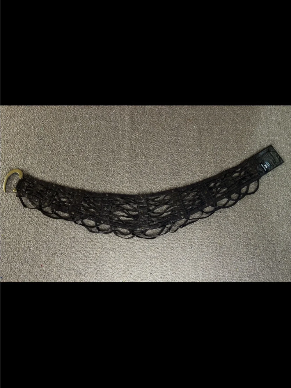 Boho hippie steampunk HIPSTIRR Lulu leather, laced dress belt, brass hook sz sm